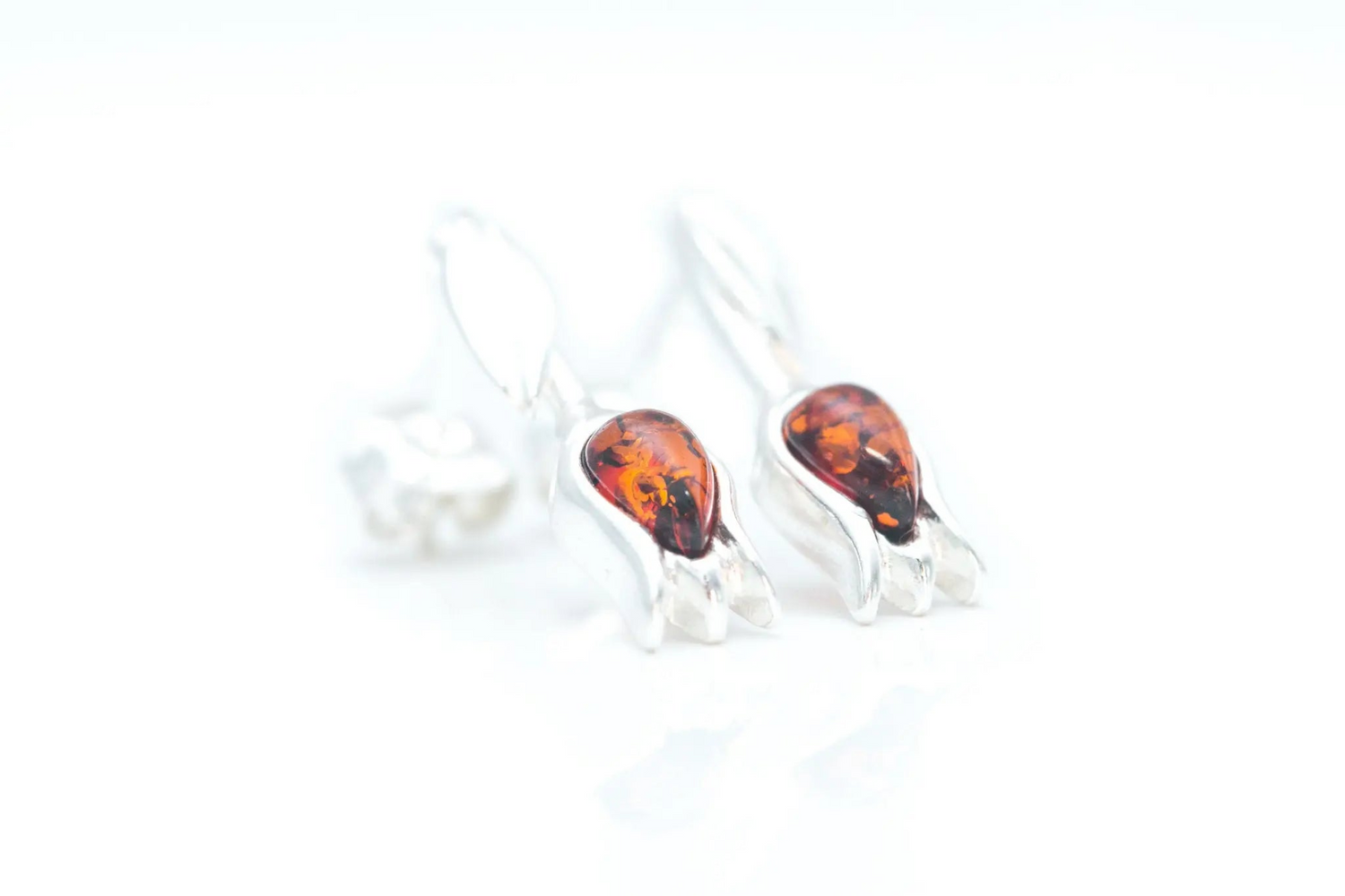 Amber Tulip Stud Earrings