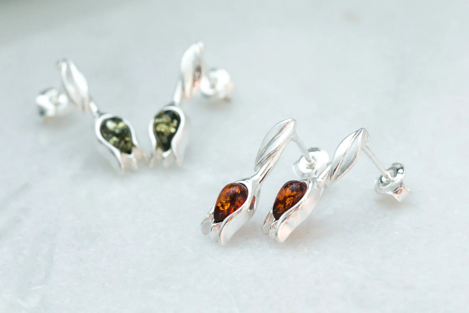 Amber Tulip Stud Earrings