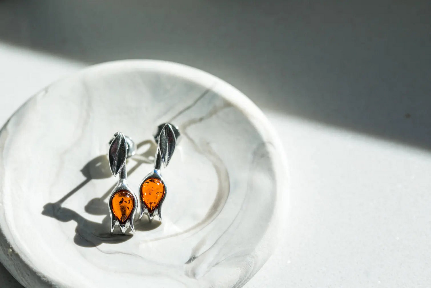 Amber Tulip Stud Earrings