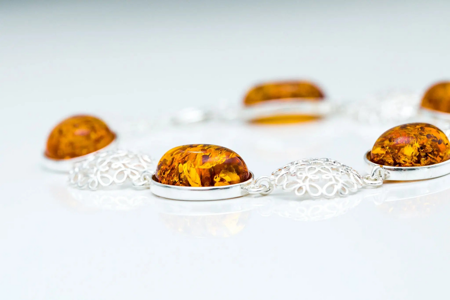 Alternating Filigree Statement Amber Bracelet