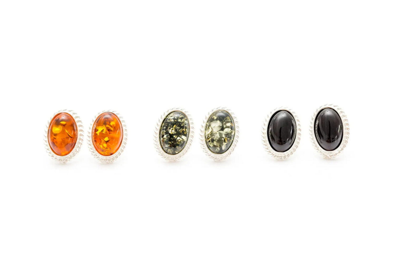 Green Amber Quintessence Stud Earrings