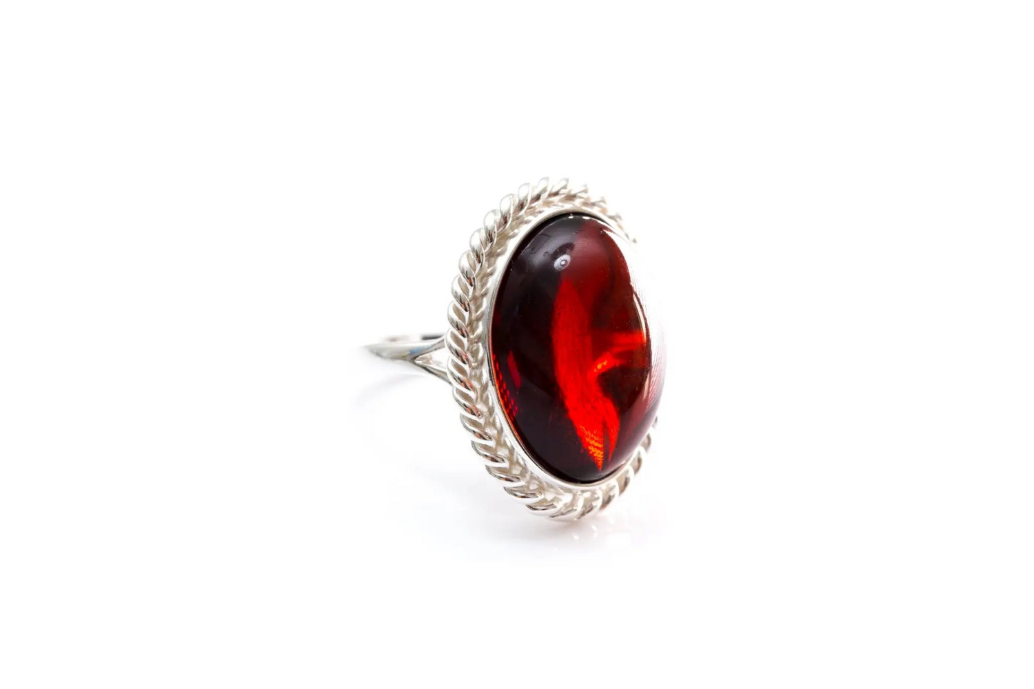 Cherry Red Amber Quintessence Statement Ring