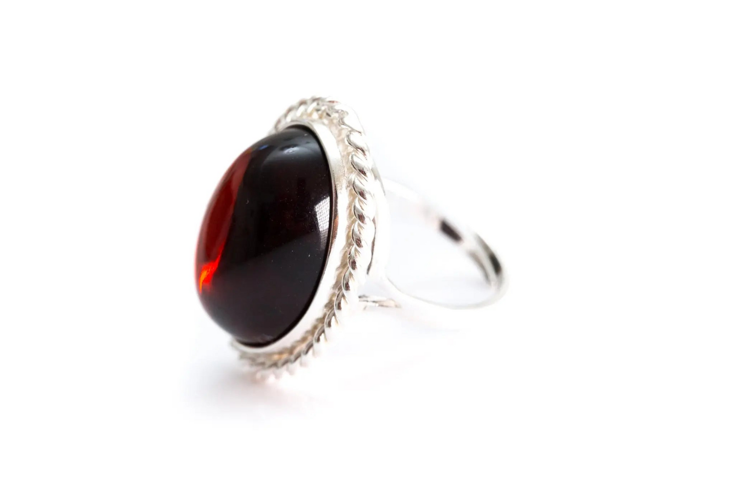 Cherry Red Amber Quintessence Statement Ring