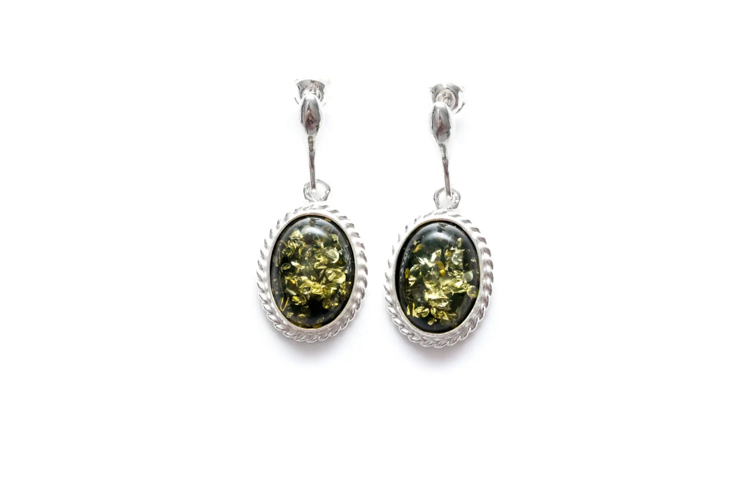 Green Amber Quintessence Dangle Earrings