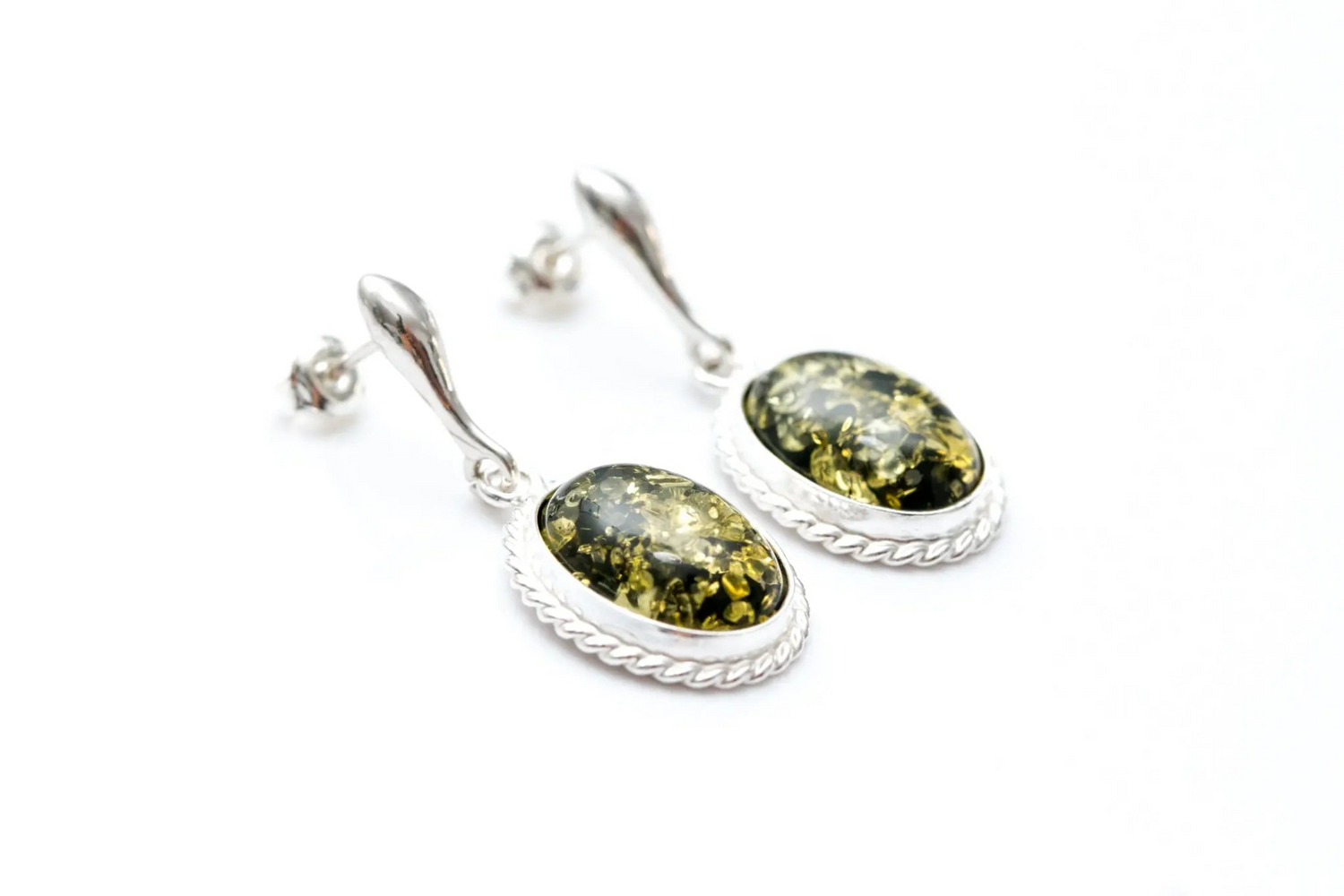 Green Amber Quintessence Dangle Earrings