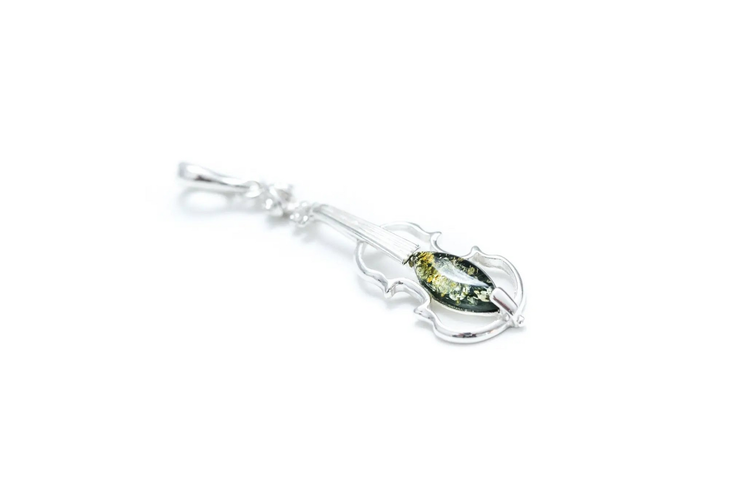 Green Amber Violin Pendant