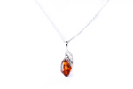 Fancy Top Amber & Silver Pendant - Selectique 