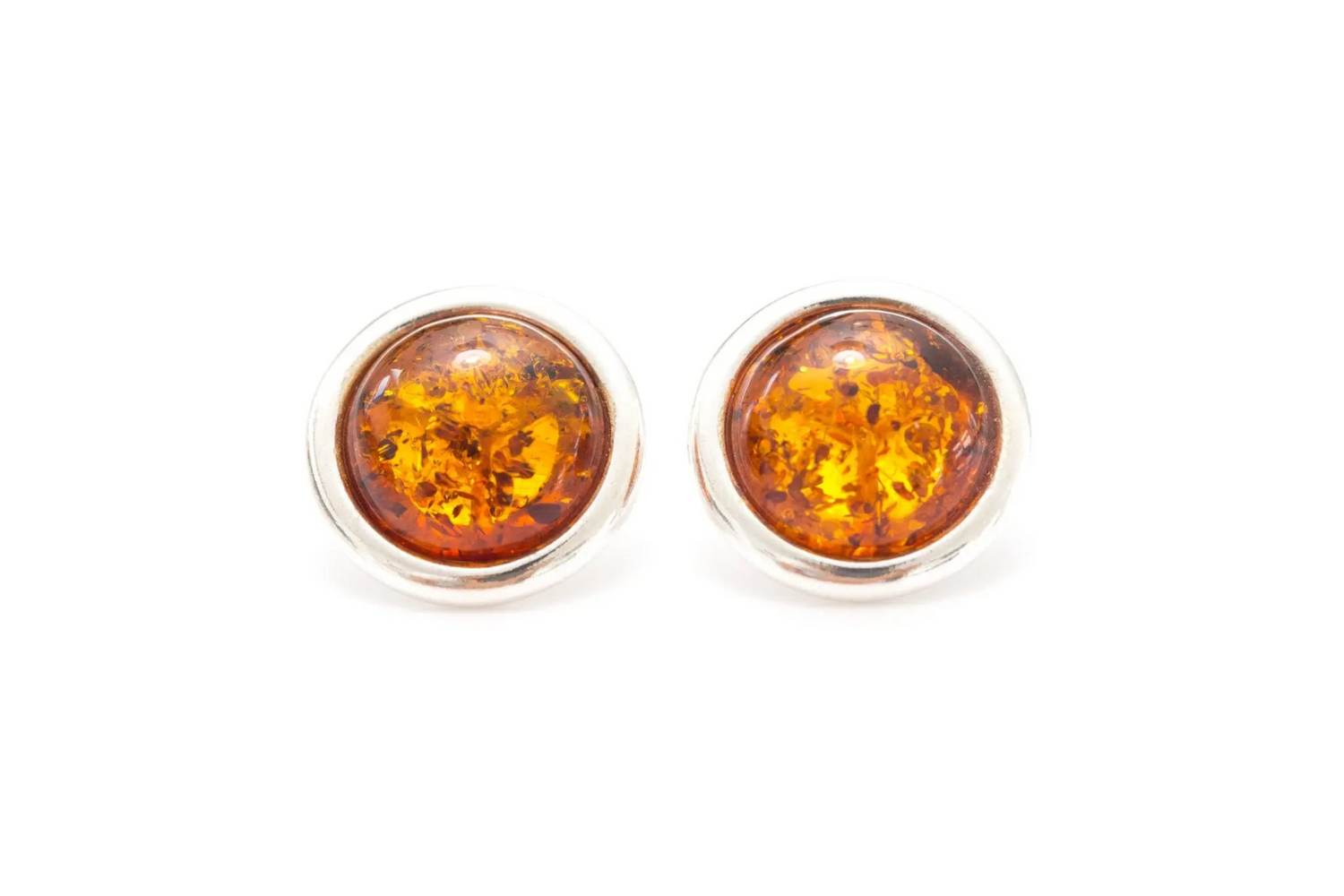 Statement Round Amber Stud Earrings