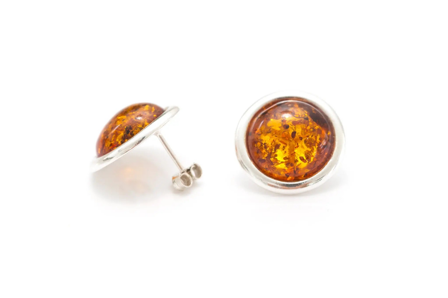 Statement Round Amber Stud Earrings