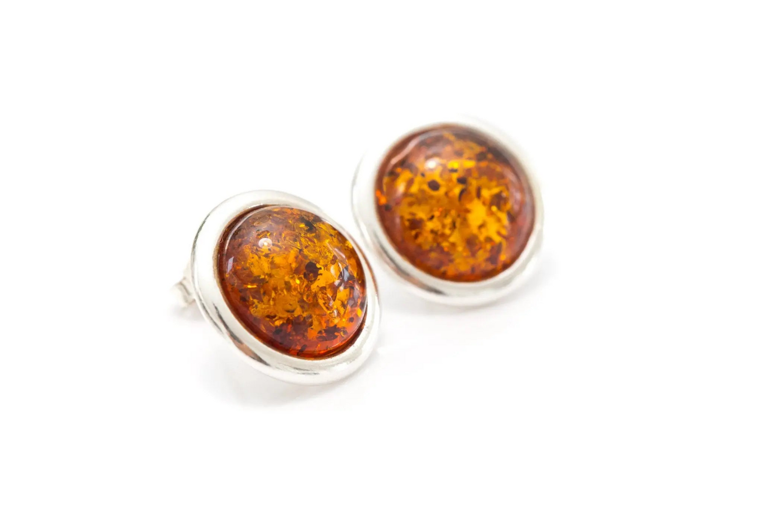 Statement Round Amber Stud Earrings