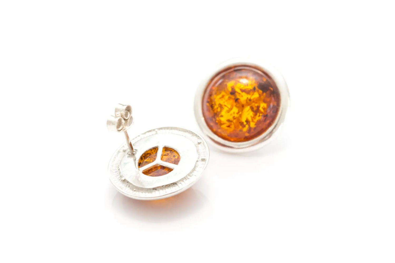 Statement Round Amber Stud Earrings