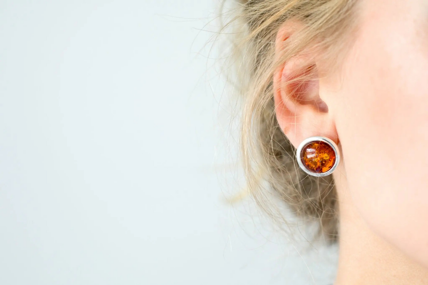 Statement Round Amber Stud Earrings