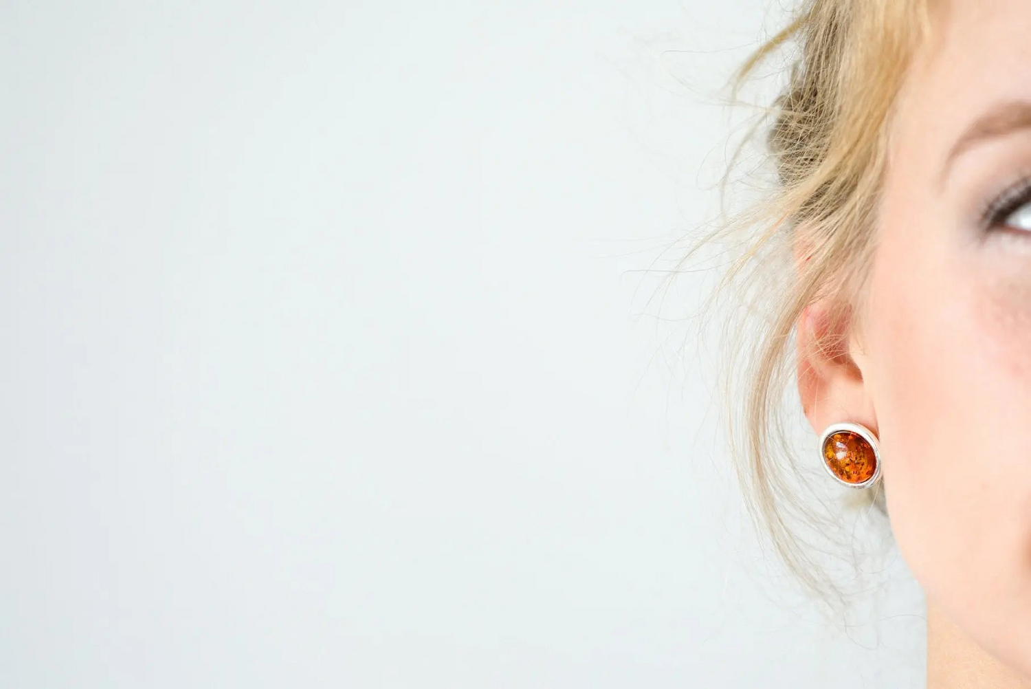 Statement Round Amber Stud Earrings