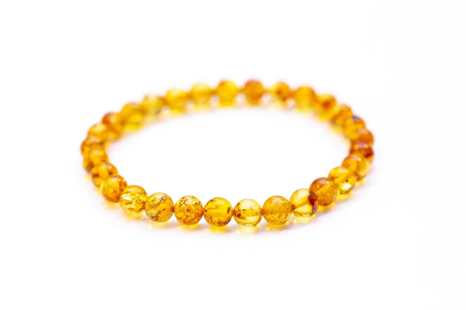 Honey Amber Sphere Bead Bracelet