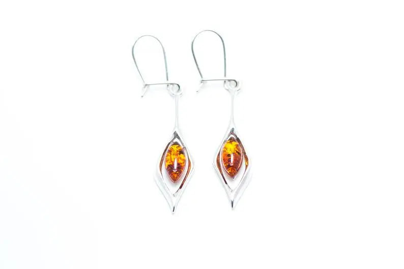Small Droplet Amber Dangle Earrings - Selectique 