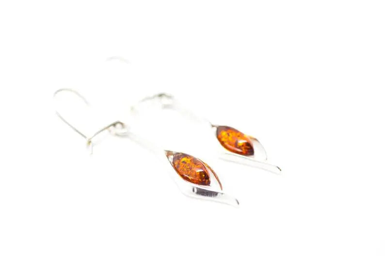 Small Droplet Amber Dangle Earrings - Selectique 