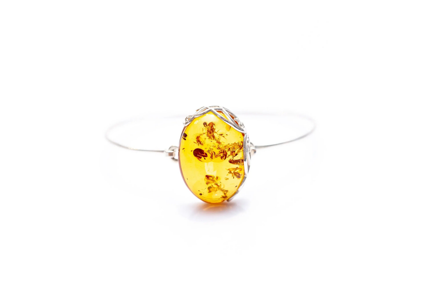 Brazalete fijo moderno de ámbar báltico