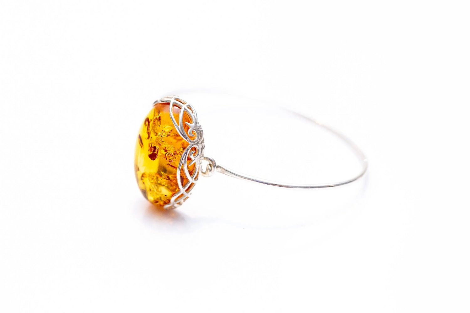 Brazalete fijo moderno de ámbar báltico