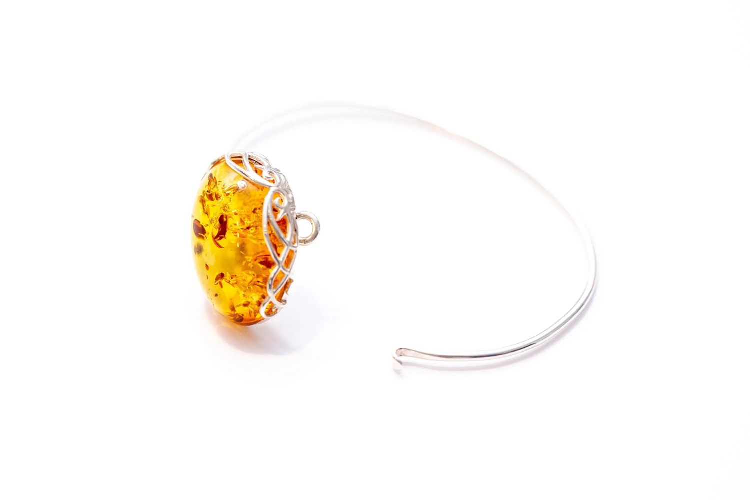 Brazalete fijo moderno de ámbar báltico