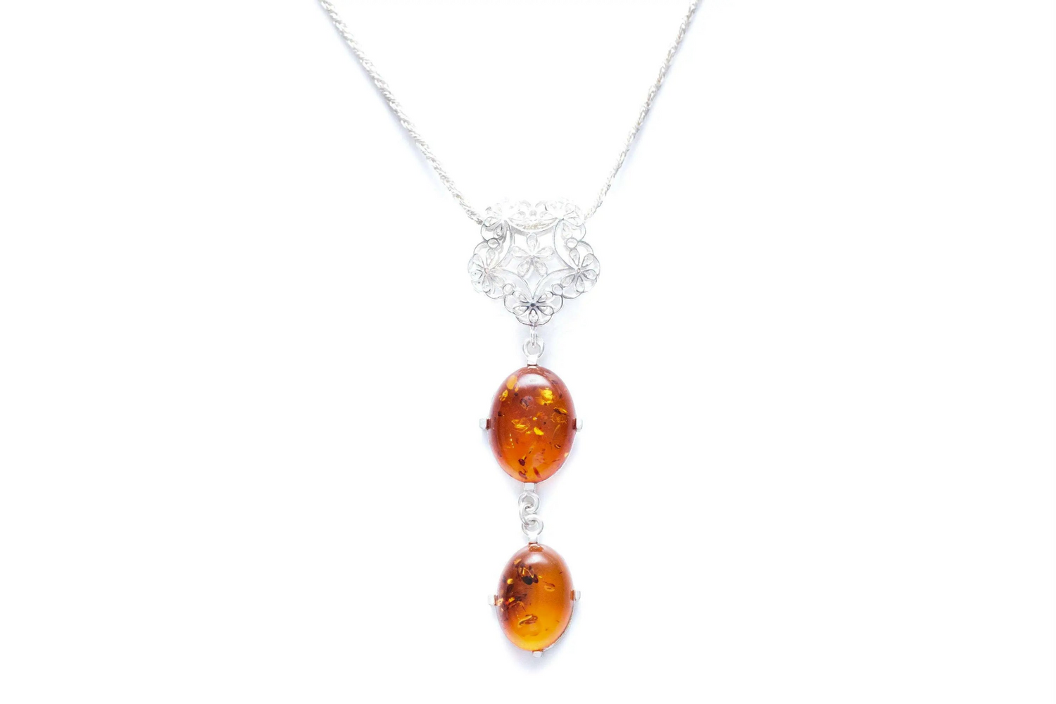 Long Amber Drop Y Necklace - Selectique 