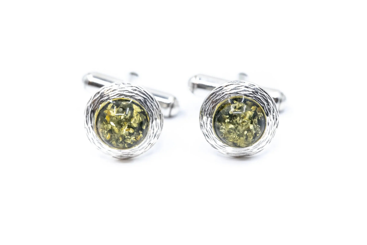 Textured Frame Green Amber Cufflinks