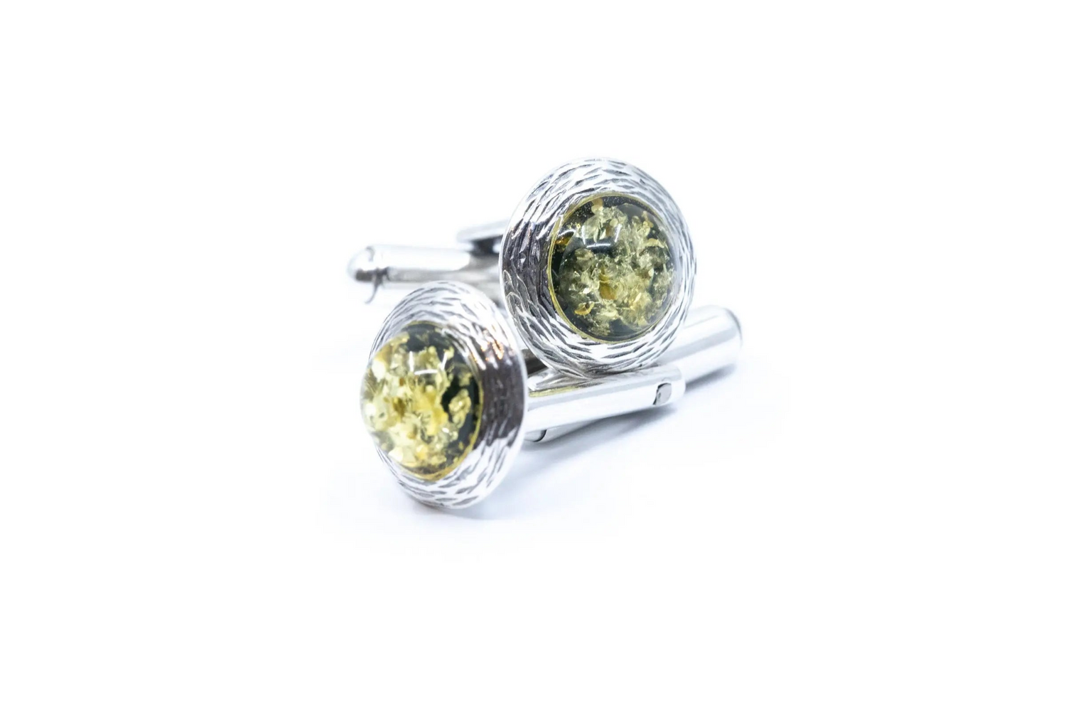 Textured Frame Green Amber Cufflinks