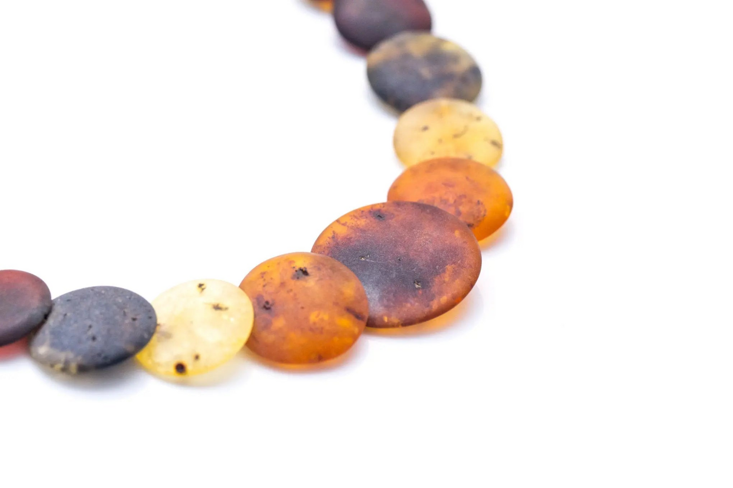 Collar grande de cuentas redondas de ámbar, collar de piedras multicolores