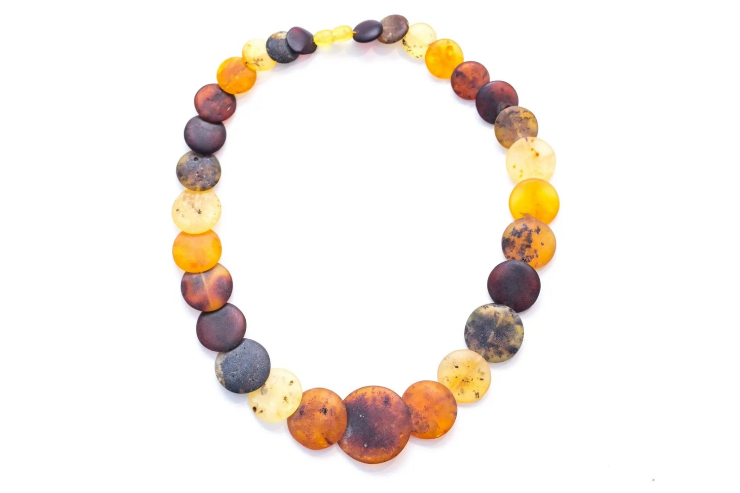 Collar grande de cuentas redondas de ámbar, collar de piedras multicolores