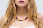 Small Amber Disc Necklace, Multicolour Amber Necklace - Selectique 