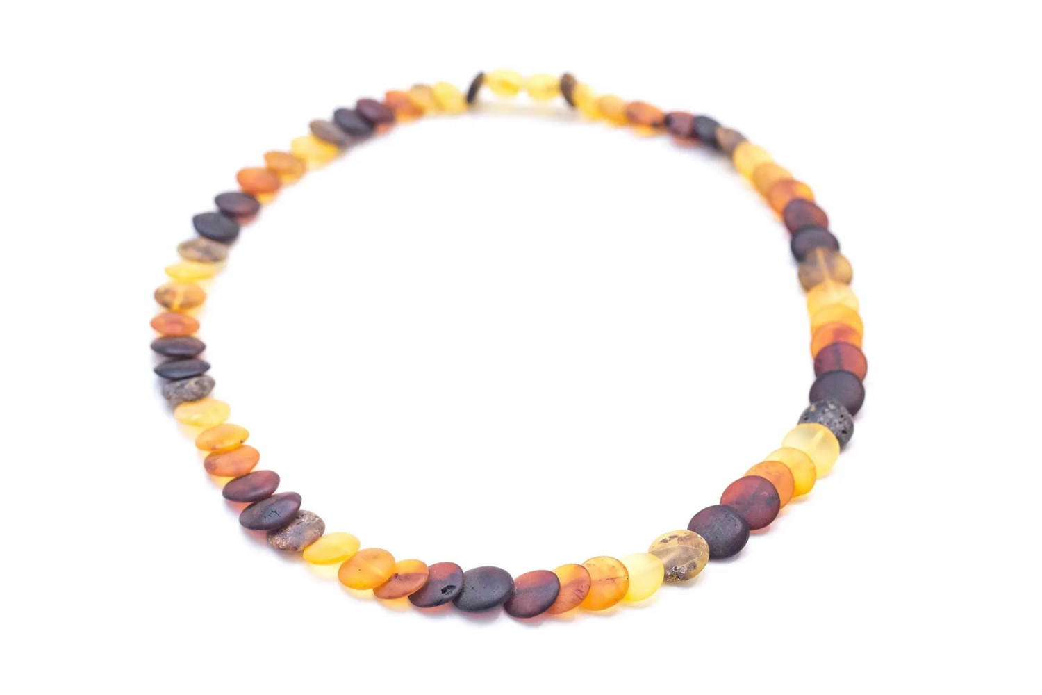 Small Amber Disc Necklace, Multicolour Amber Necklace - Selectique 