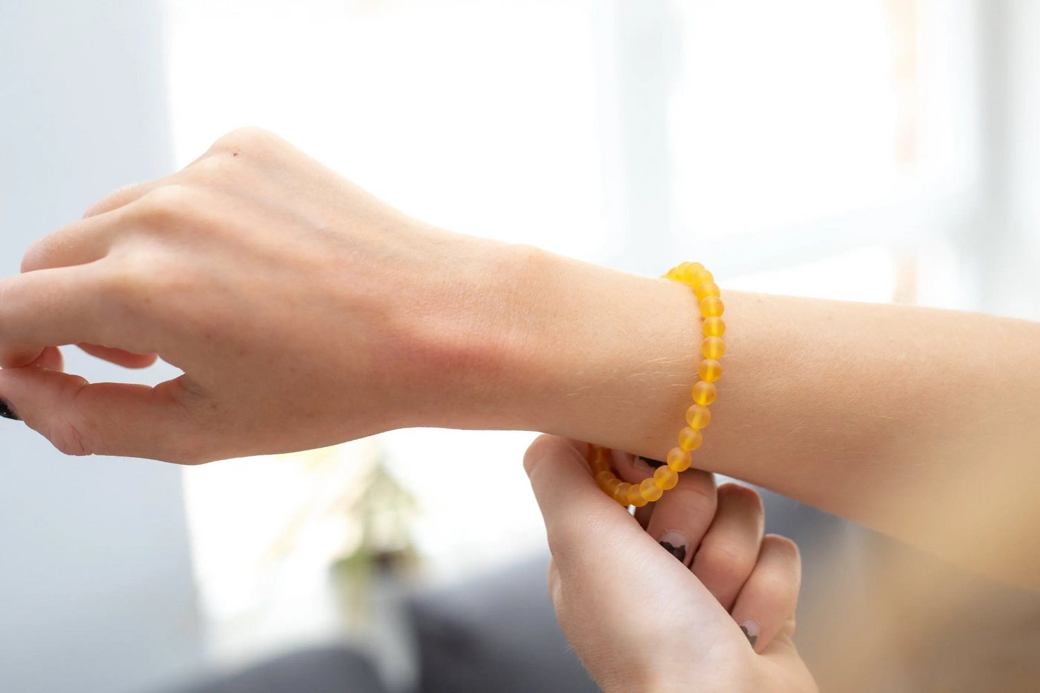 Yellow Amber Sphere Bracelet