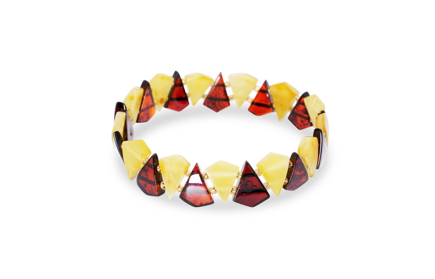 Edgy RAW Cherry and Butterscotch Amber Triangle Bracelet