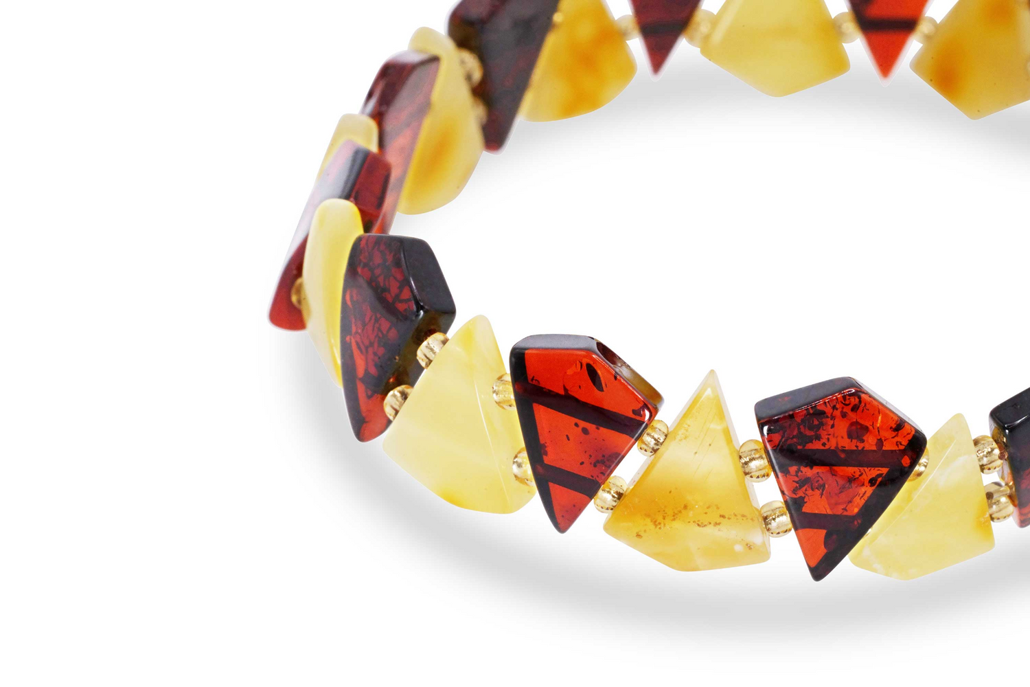 Edgy RAW Cherry and Butterscotch Amber Triangle Bracelet