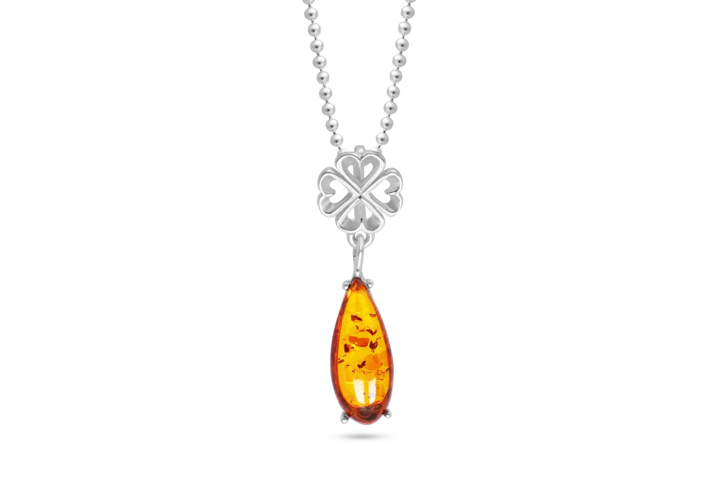 Colgante de ámbar con corazón minimalista