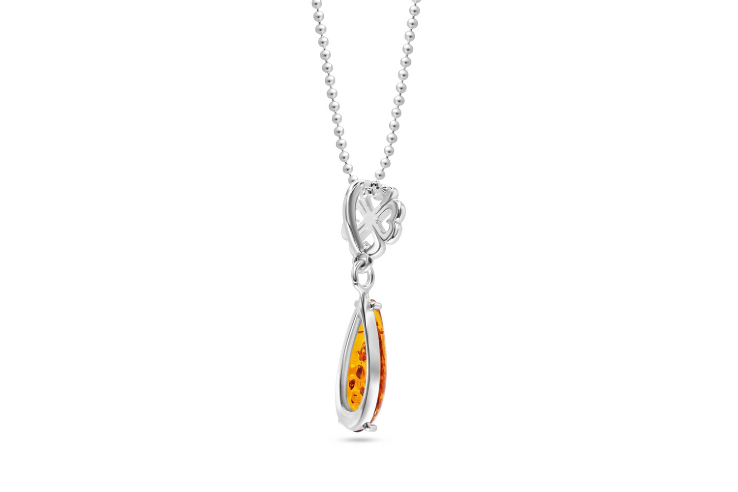 Colgante de ámbar con corazón minimalista