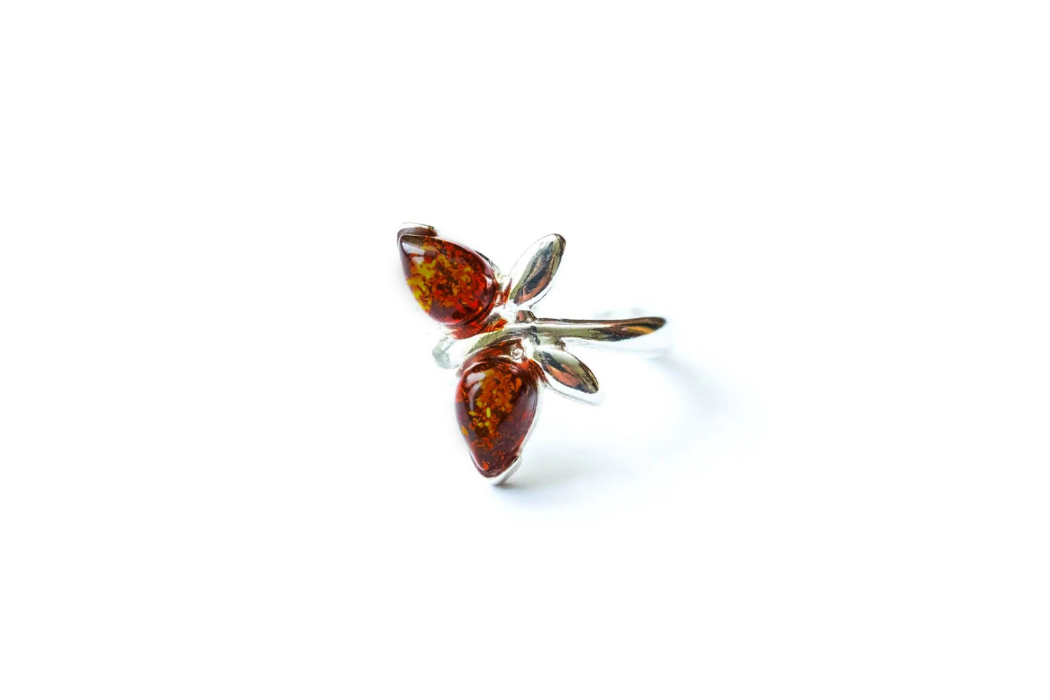 Cherry Amber Butterfly Midi Ring