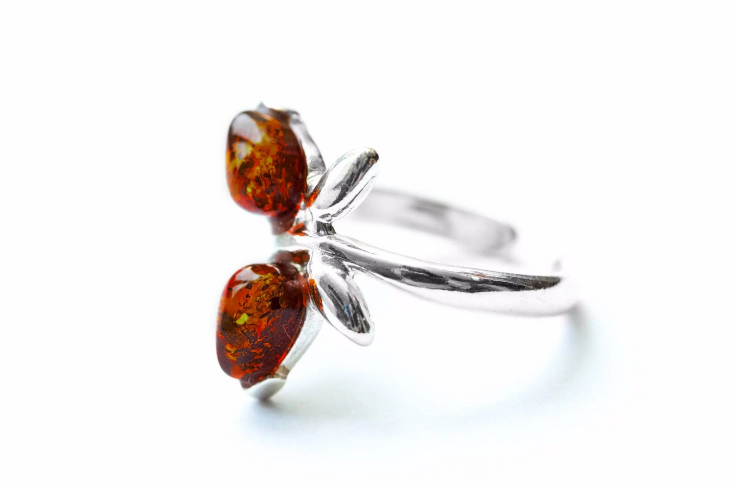 Cherry Amber Butterfly Midi Ring