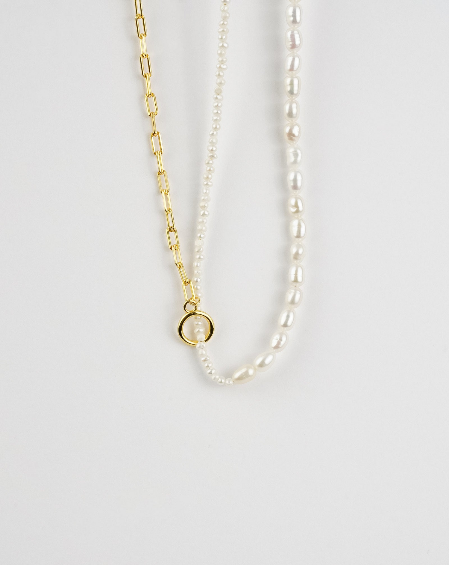 Chain Link Pearl Necklace - Selectique 