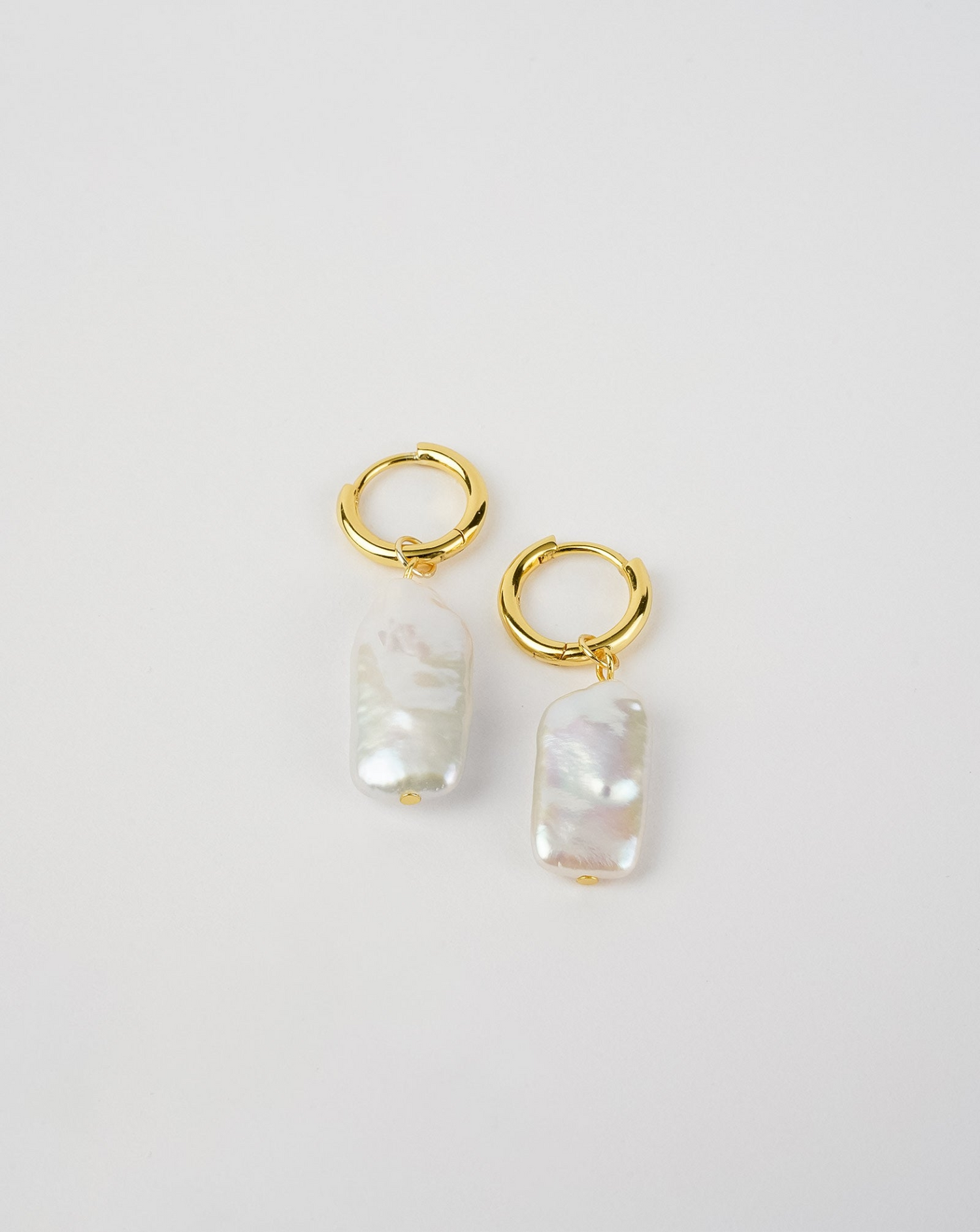 Rectangle Link Pearl Earrings - Selectique 