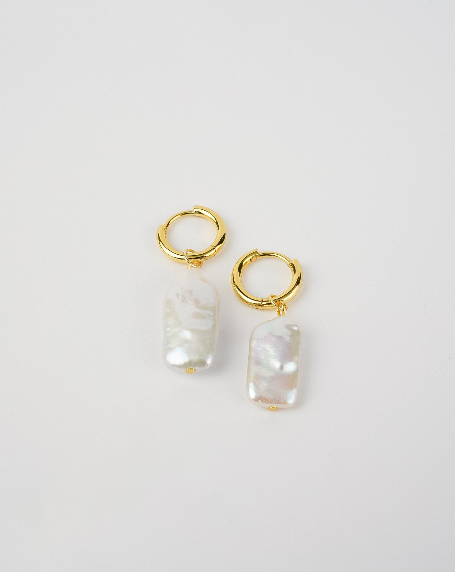 Rectangle Link Pearl Earrings - Selectique 