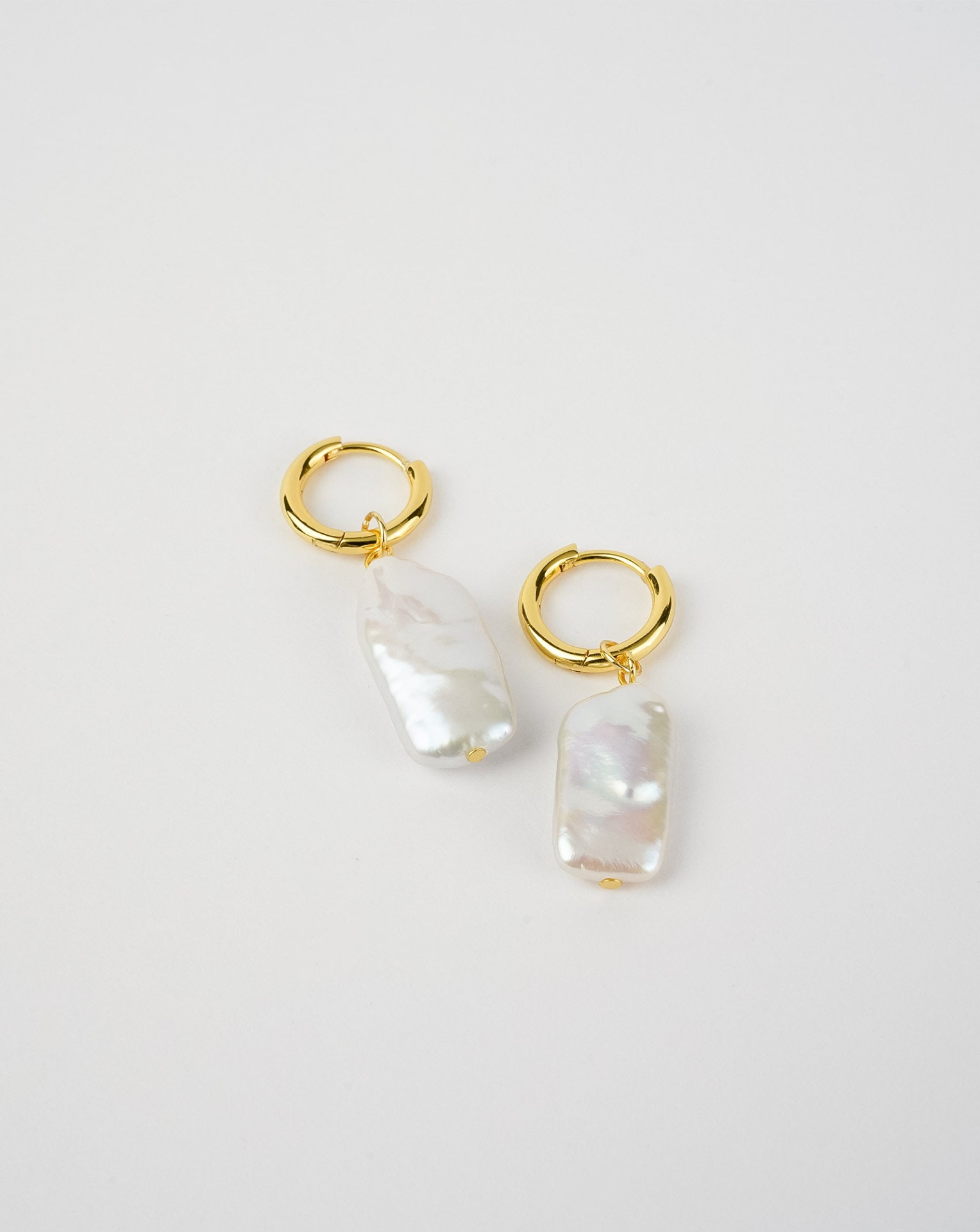 Rectangle Link Pearl Earrings - Selectique 