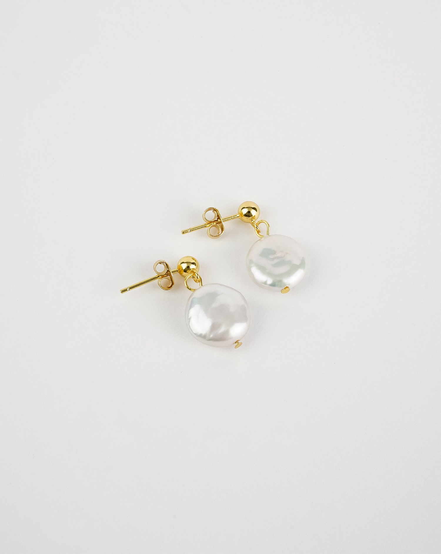 Round Button Pearl Earrings