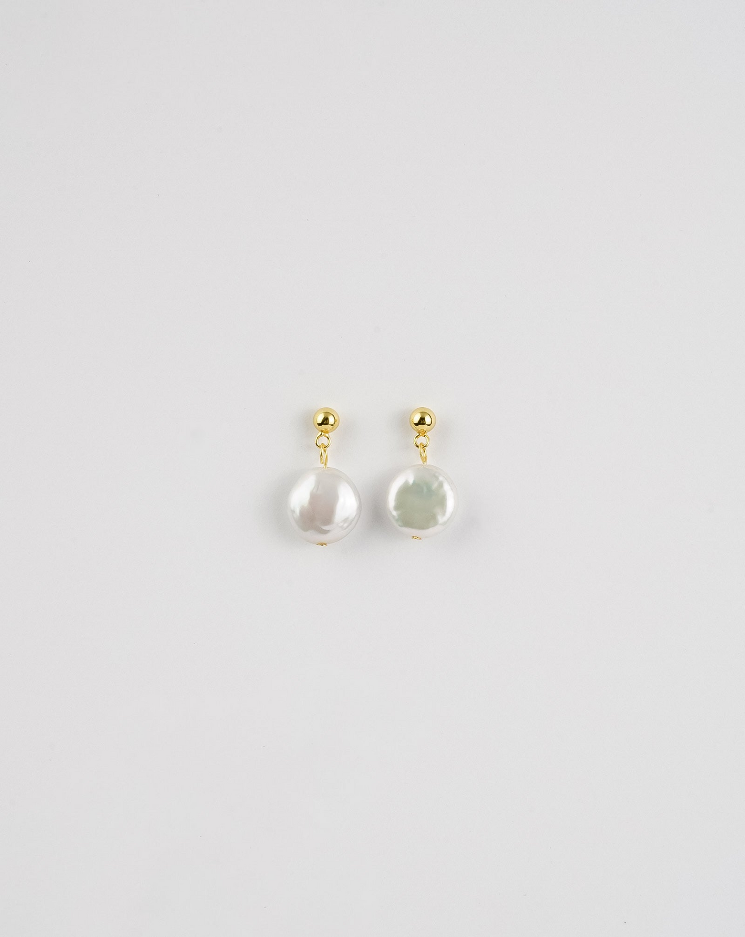 Round Button Pearl Earrings