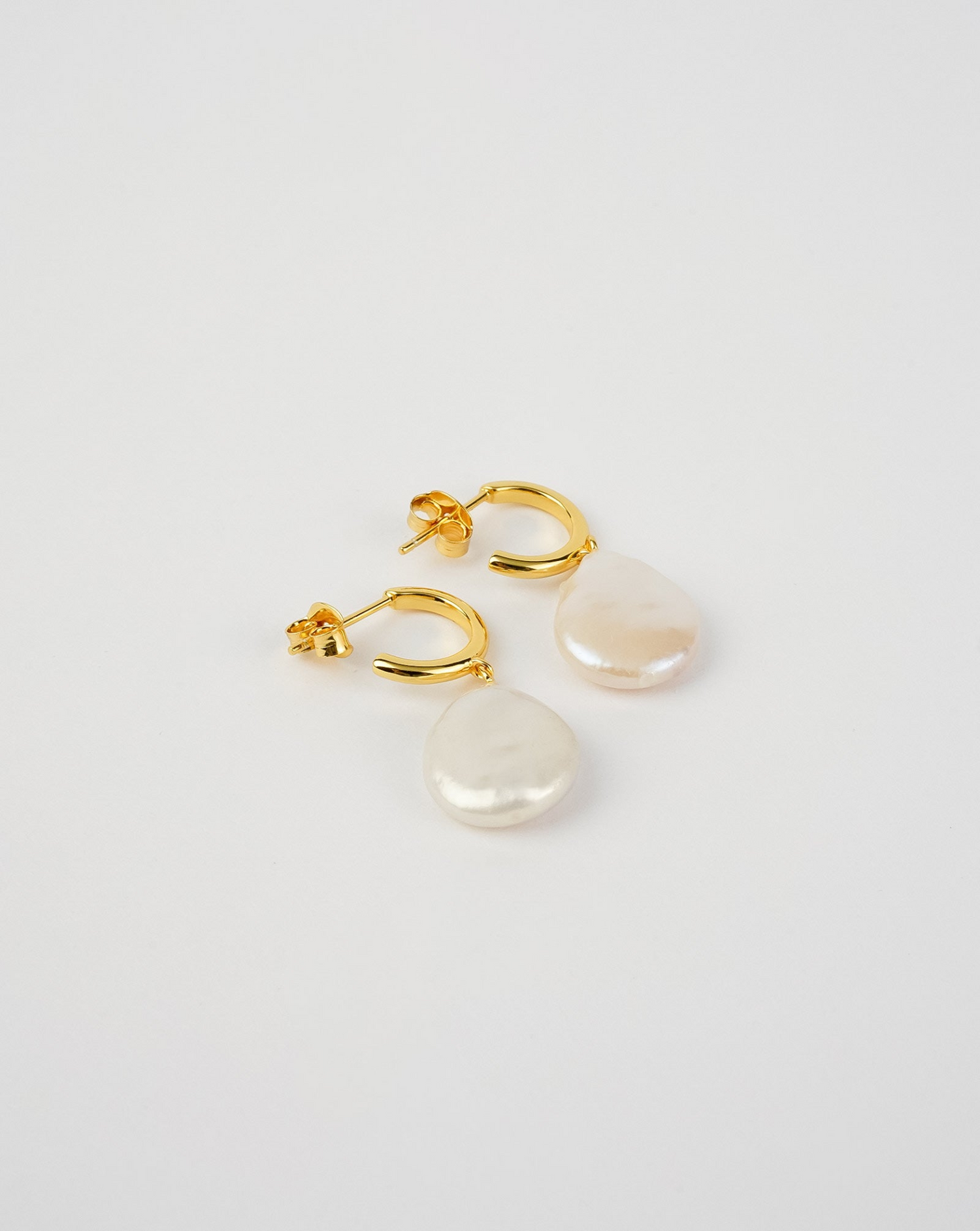 Open Back Flat Pearl Earrings