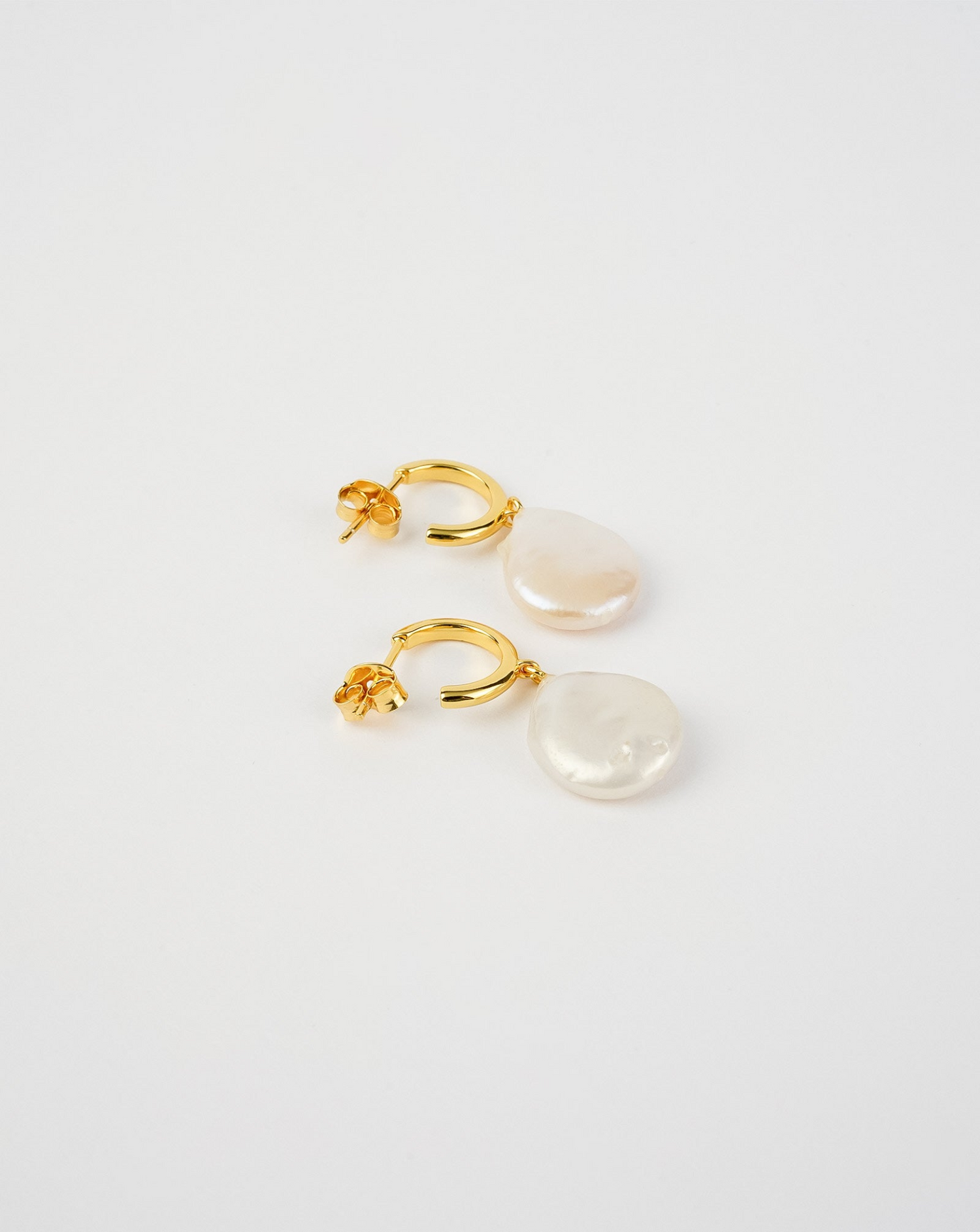 Open Back Flat Pearl Earrings