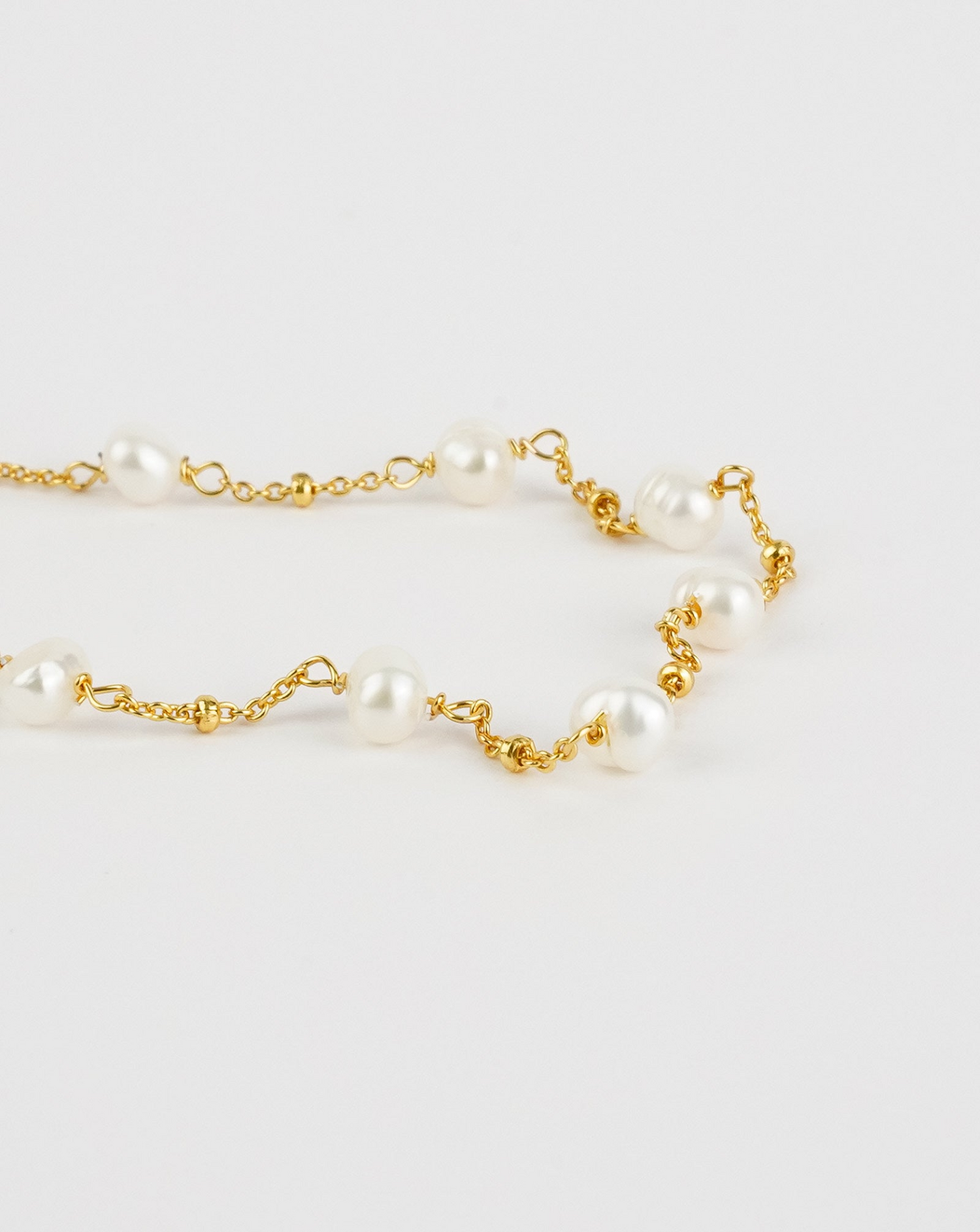 Beaded Chain Link Pearl Bracelet