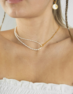 Chain Link Pearl Necklace - Selectique 