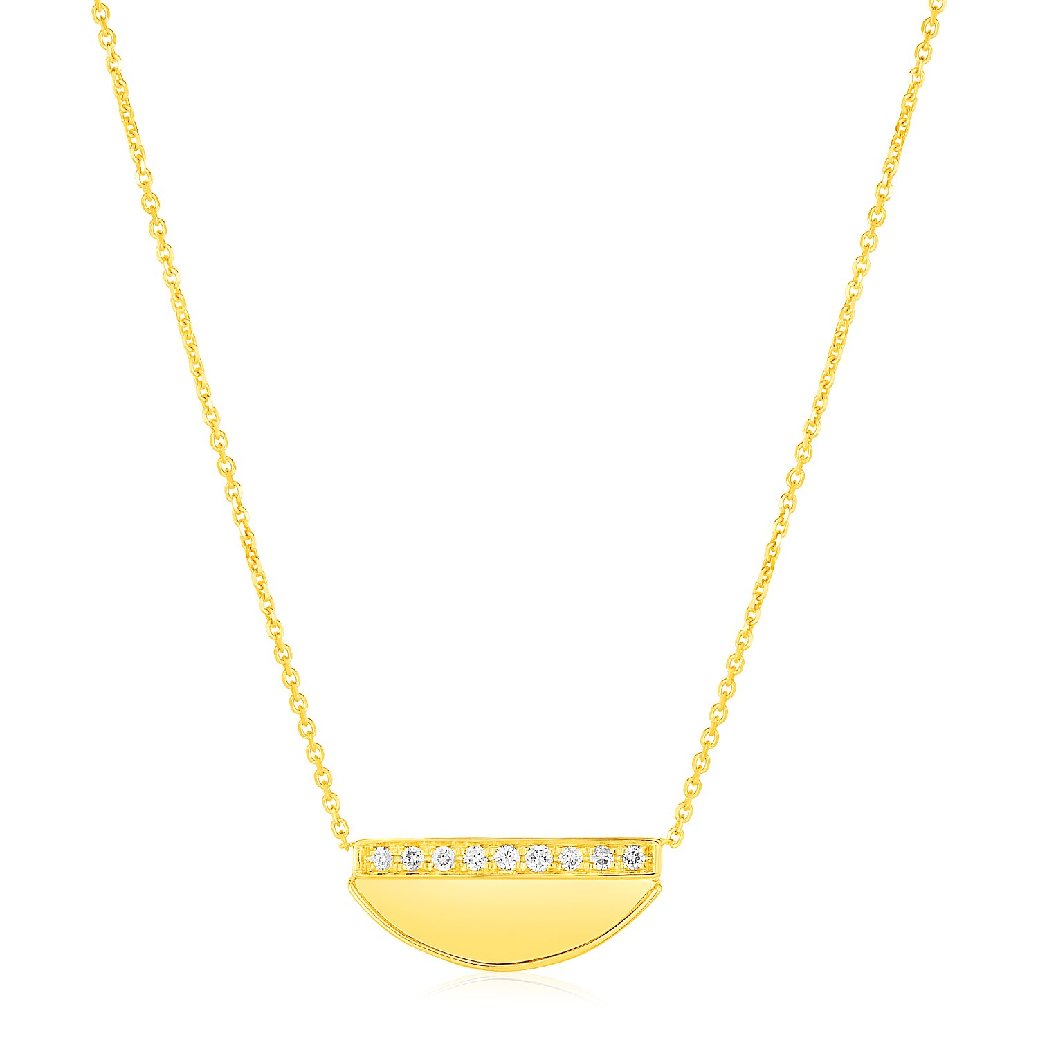 14K Yellow Gold Half Moon Necklace with Diamonds - Selectique 