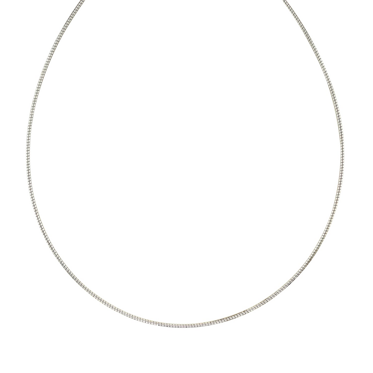 Sterling Silver Round Omega Style Chain Necklace with Rhodium Plating (1.25mm) - Selectique 