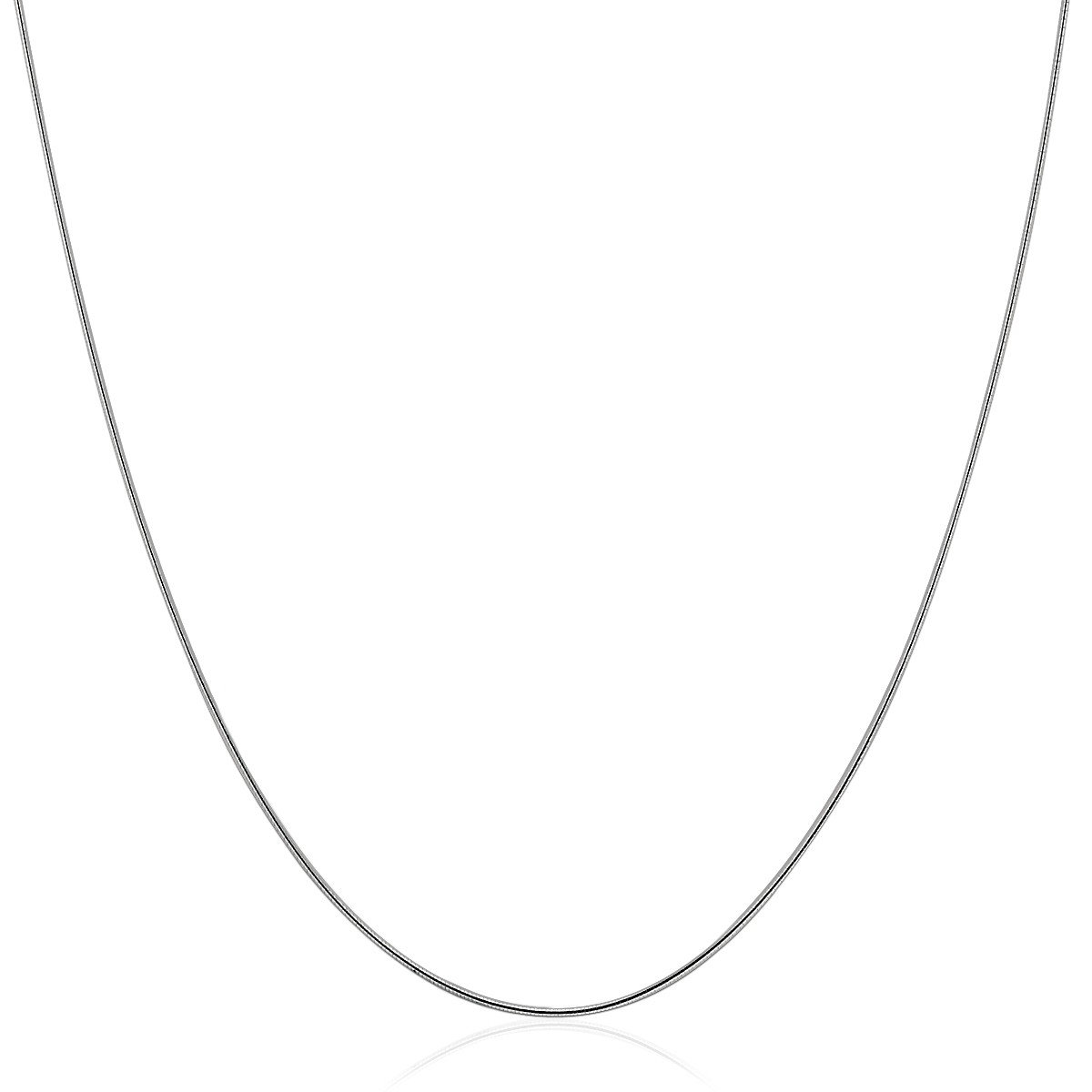 Sterling Silver Round Omega Style Chain Necklace with Rhodium Plating (1.25mm) - Selectique 